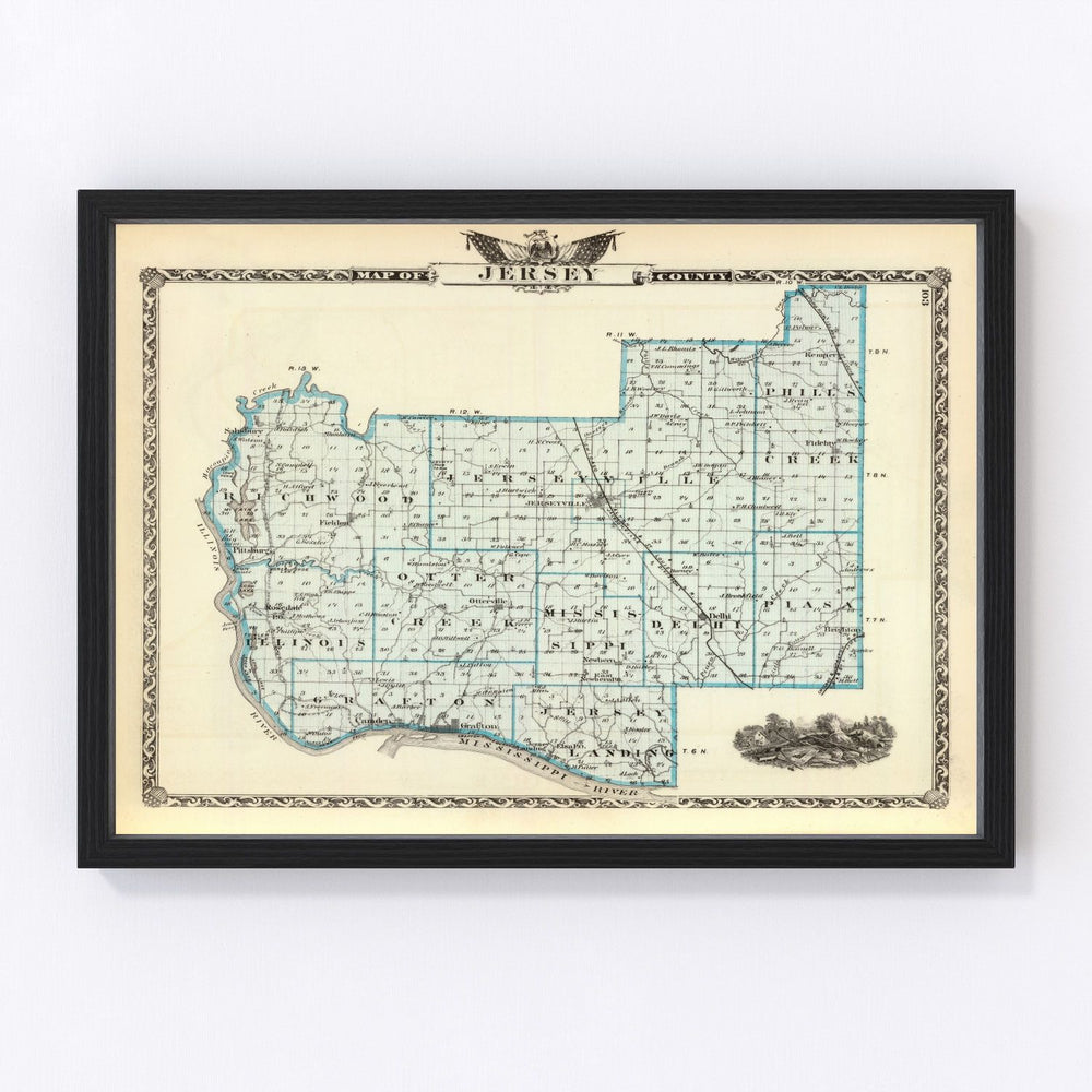 Jersey County Vintage Map 1876