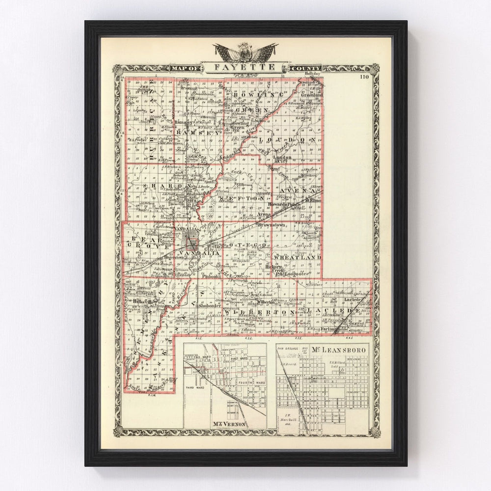 Fayette County Vintage Map 1876