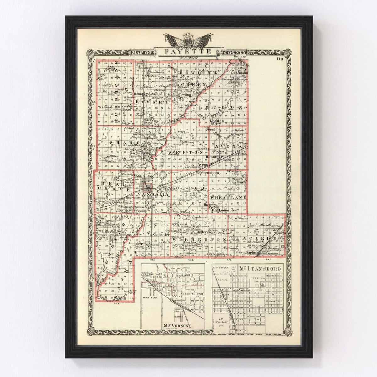Fayette County Vintage Map 1876