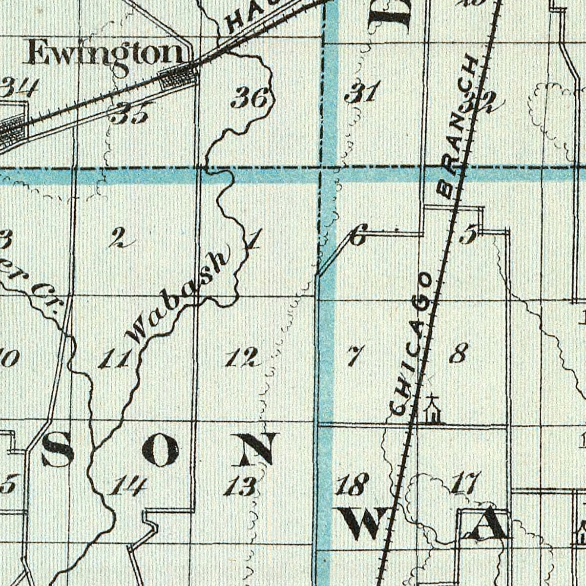 Restored historic details from the 1876 county map of Effingham County, Illinois