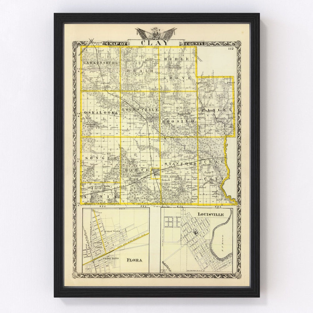 Clay County Vintage Map 1876