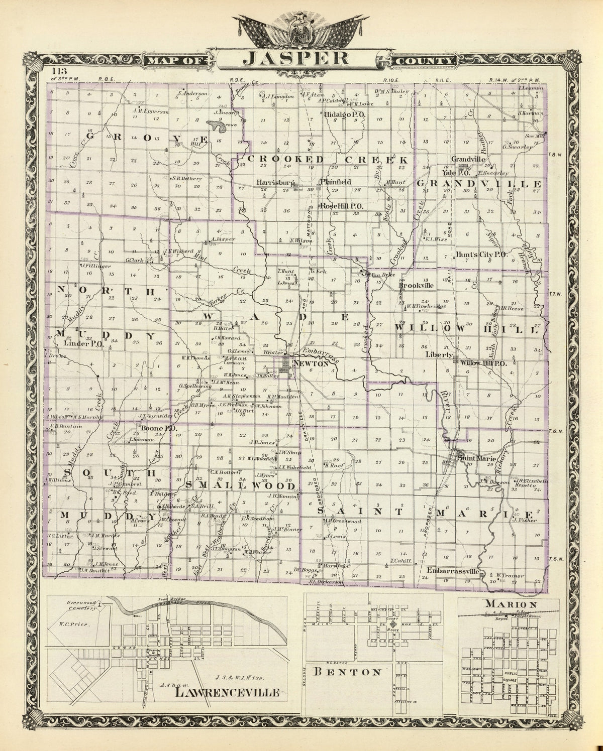 Preview of Vintage Map of Jasper County, Illinois 1876