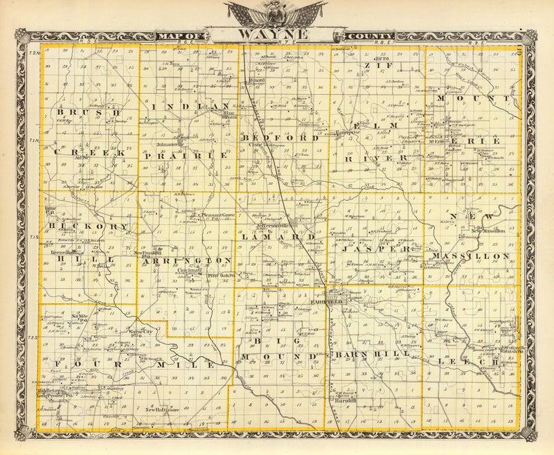 Size comparison using Vintage Map of Wayne County, Illinois 1876