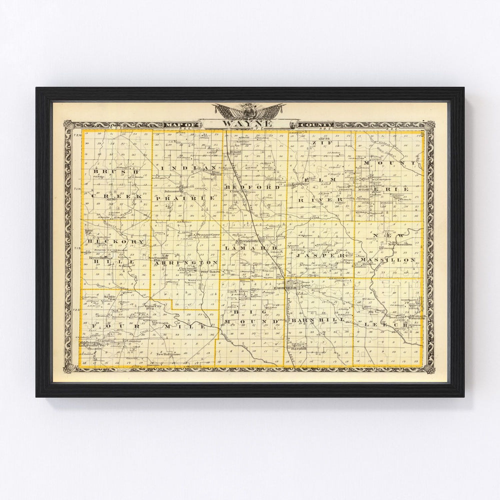 Wayne County Vintage Map 1876