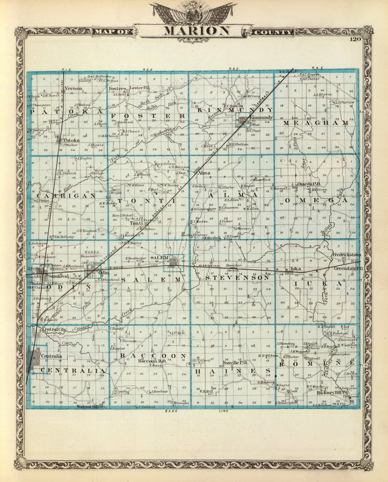 Size comparison using Vintage Map of Marion County, Illinois 1876