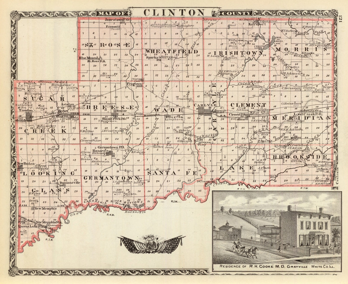 Preview of Vintage Map of Clinton County, Illinois 1876
