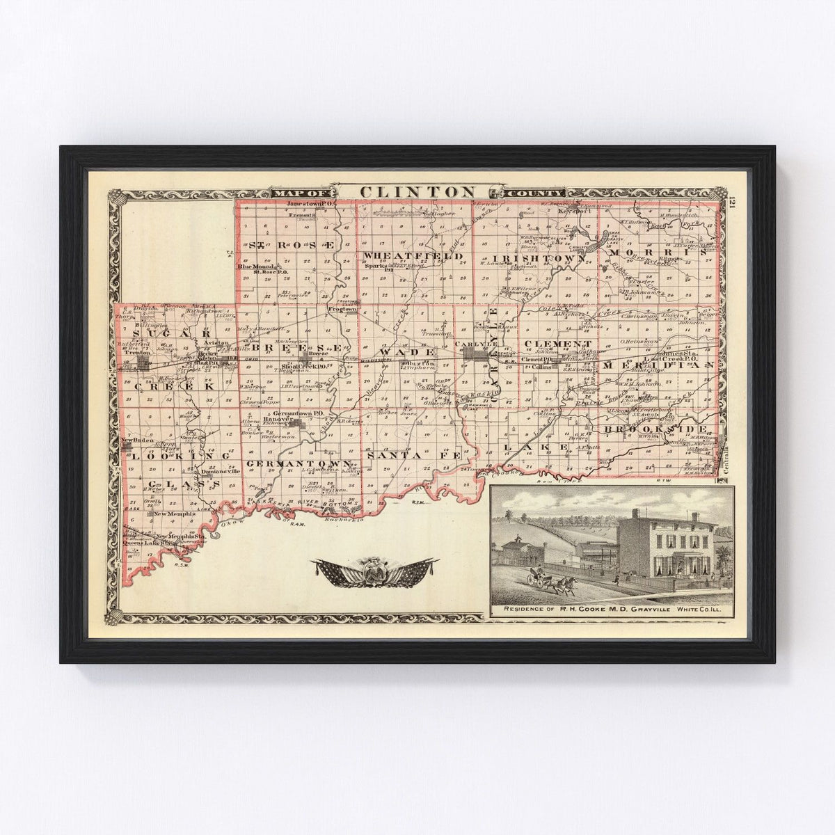 Clinton County Vintage Map 1876