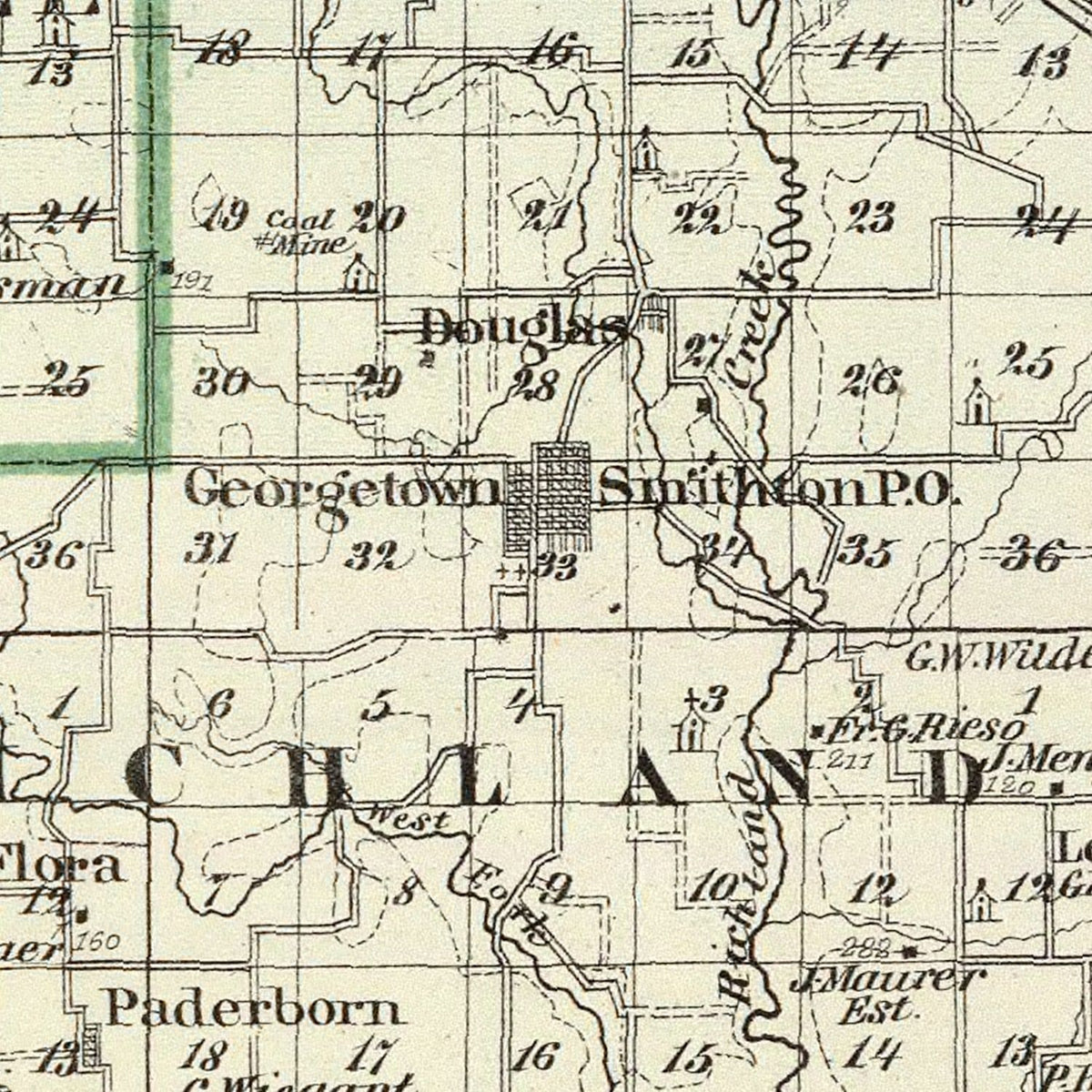 Restored historic details from the 1876 county map of St. Clair County, Illinois