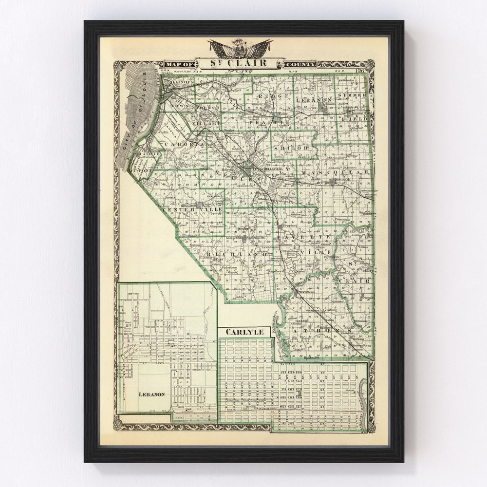 St. Clair County Vintage Map 1876