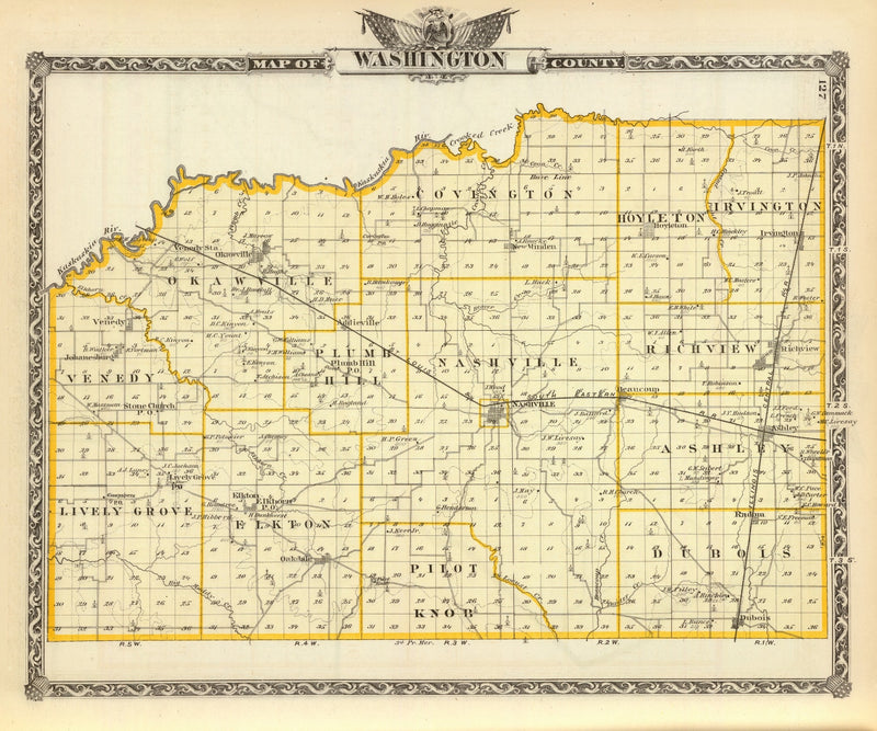 Size comparison using Vintage Map of Washington County, Illinois 1876