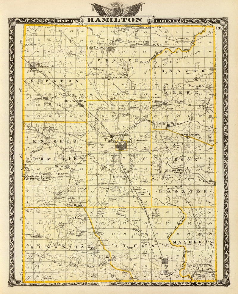 Size comparison using Vintage Map of Hamilton County, Illinois 1876