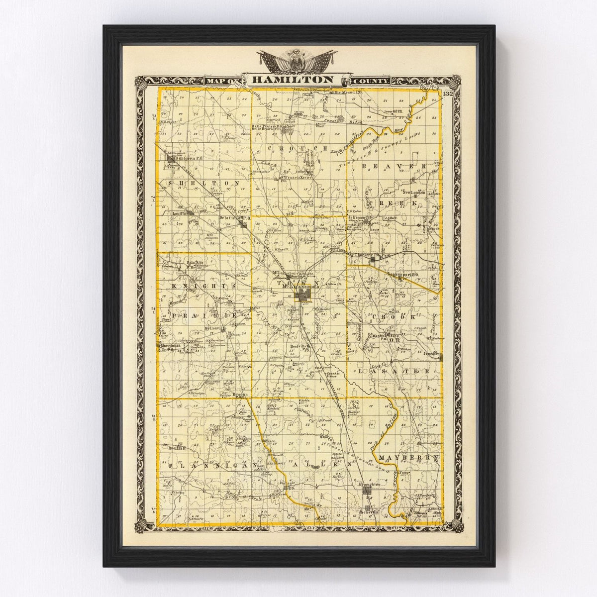 Hamilton County Vintage Map 1876