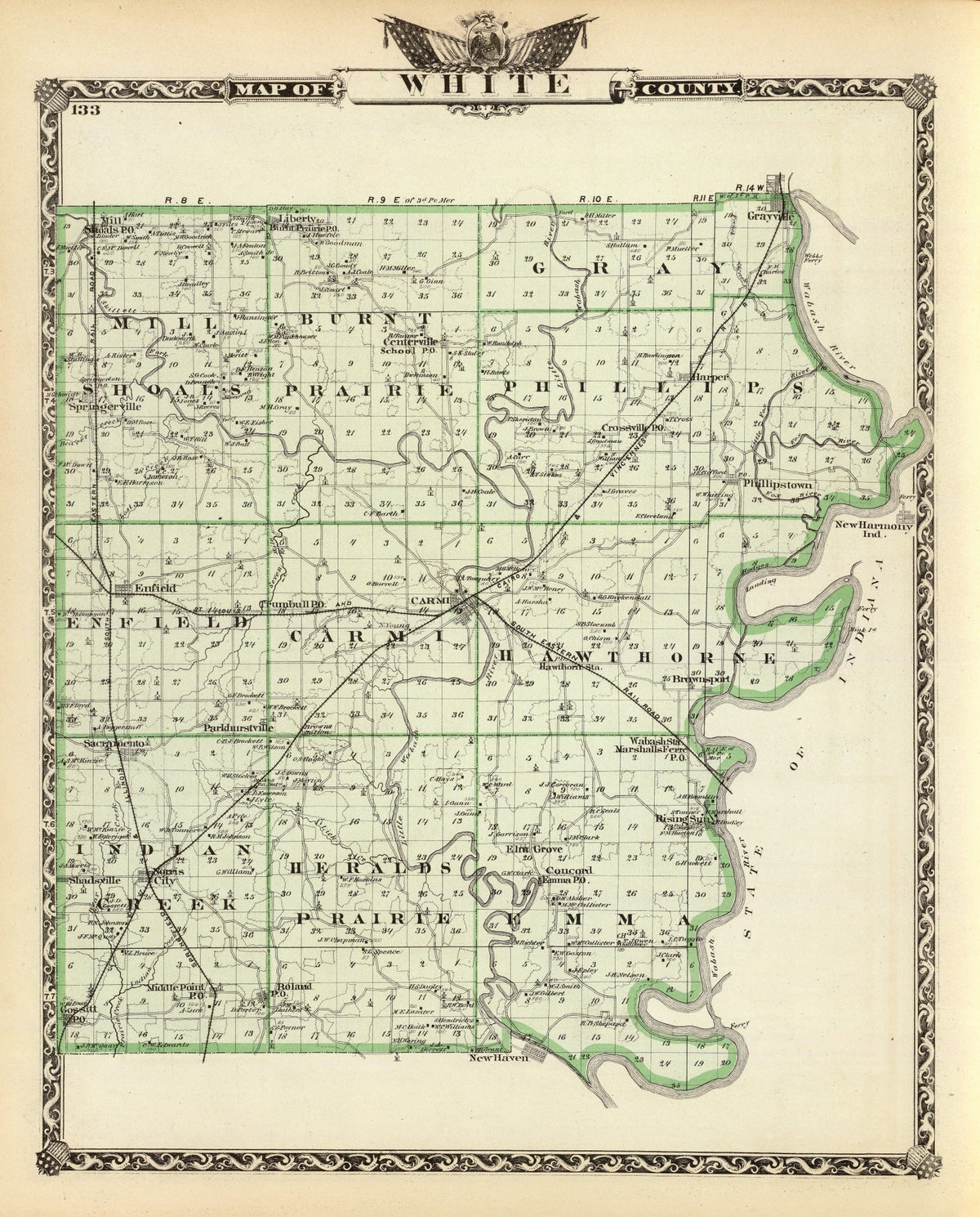 Preview of Vintage Map of White County, Illinois 1876