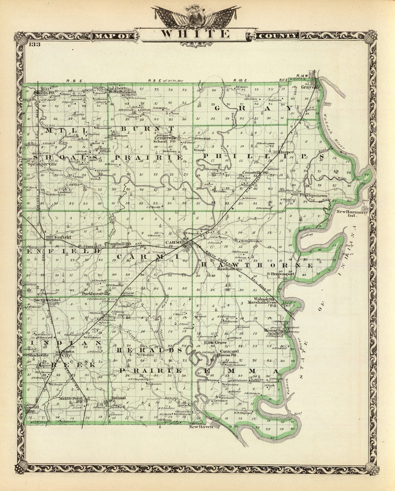 Size comparison using Vintage Map of White County, Illinois 1876