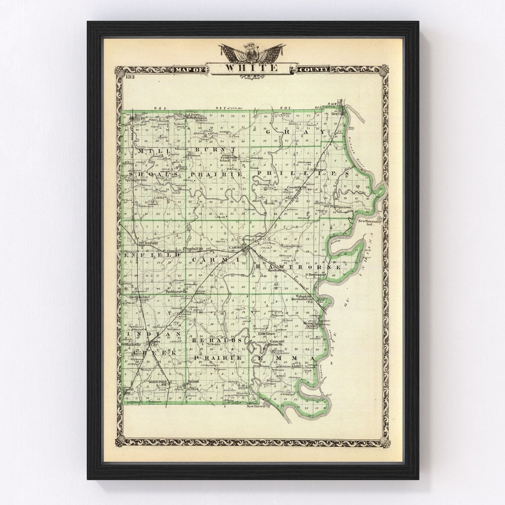White County Vintage Map 1876