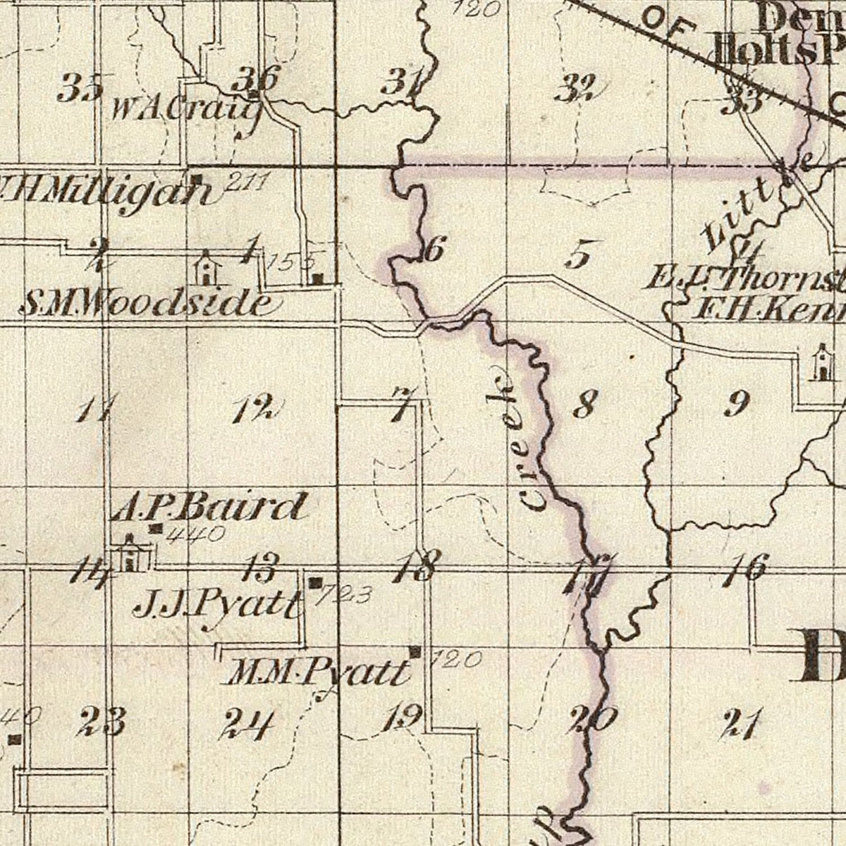 Restored historic details from the 1876 county map of Perry County, Illinois