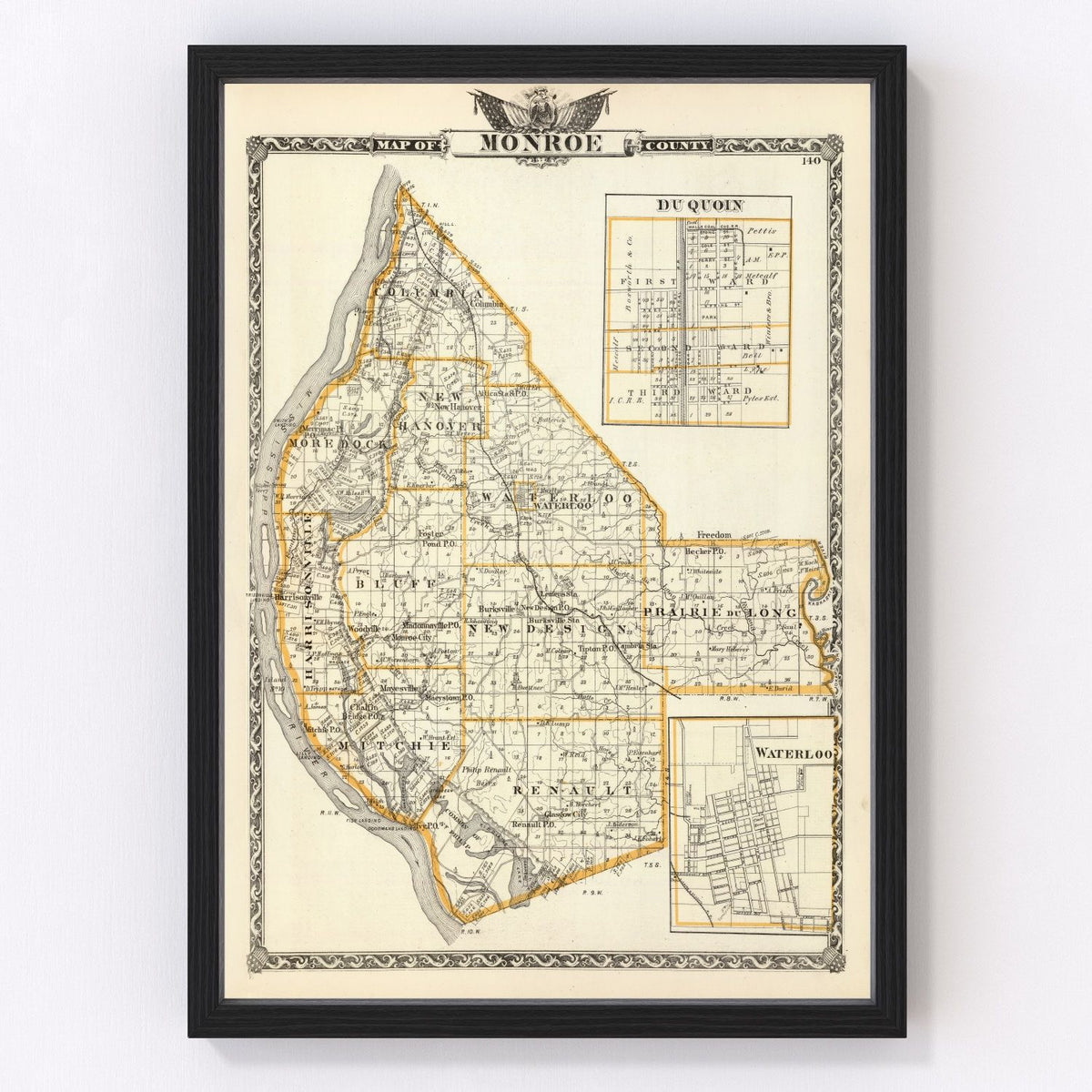 Monroe County Vintage Map 1876