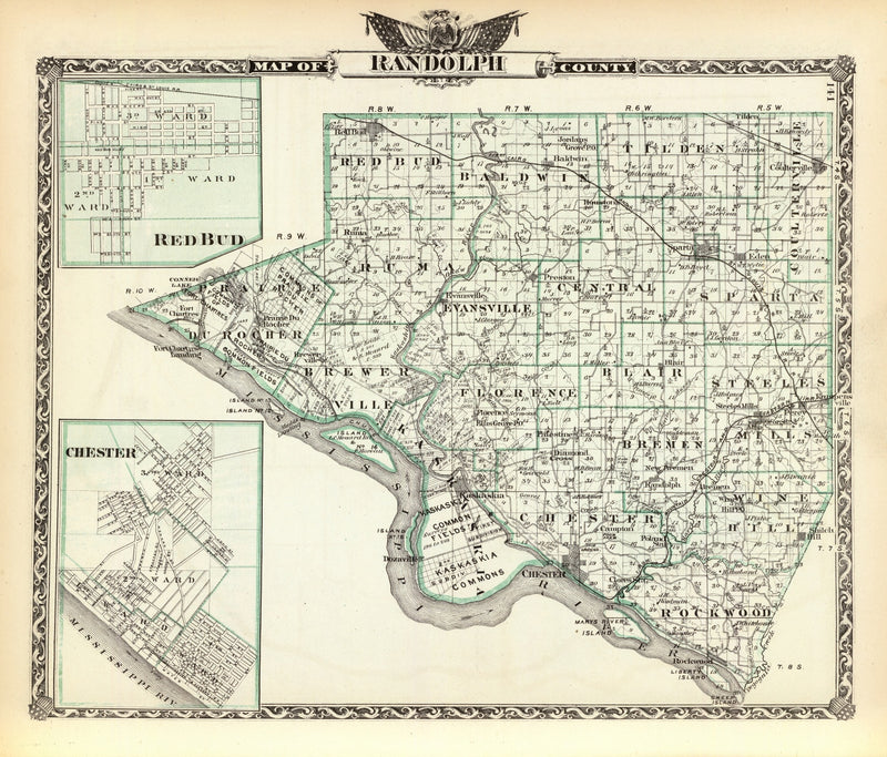 Size comparison using Vintage Map of Randolph County, Illinois 1876