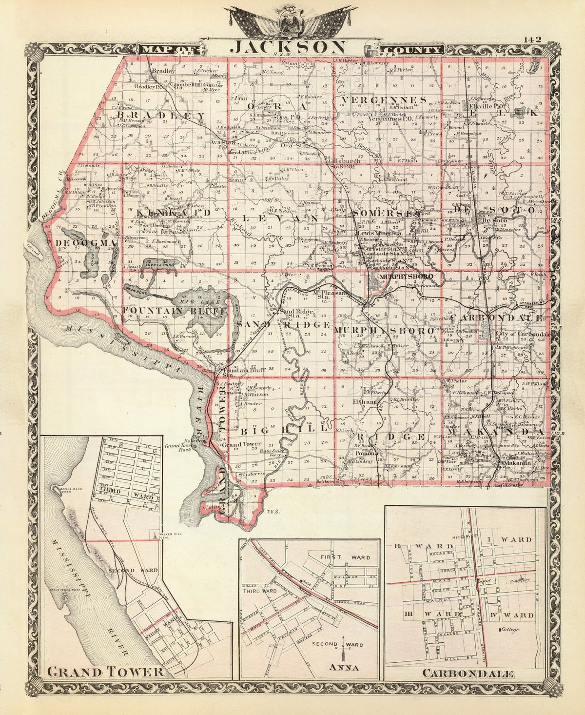 Preview of Vintage Map of Jackson County, Illinois 1876