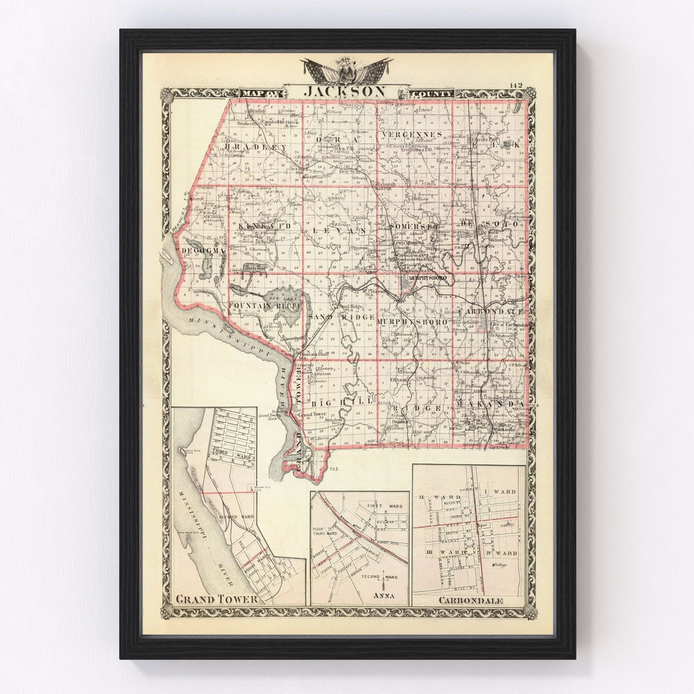 Jackson County Vintage Map 1876
