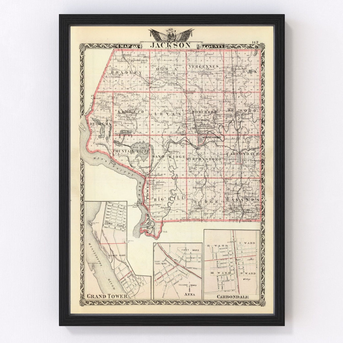 Jackson County Vintage Map 1876