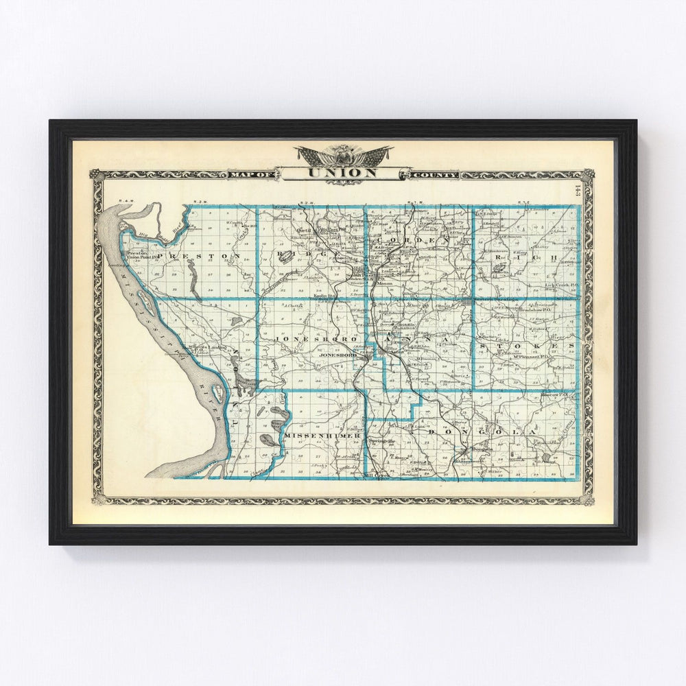 Union County Vintage Map 1876