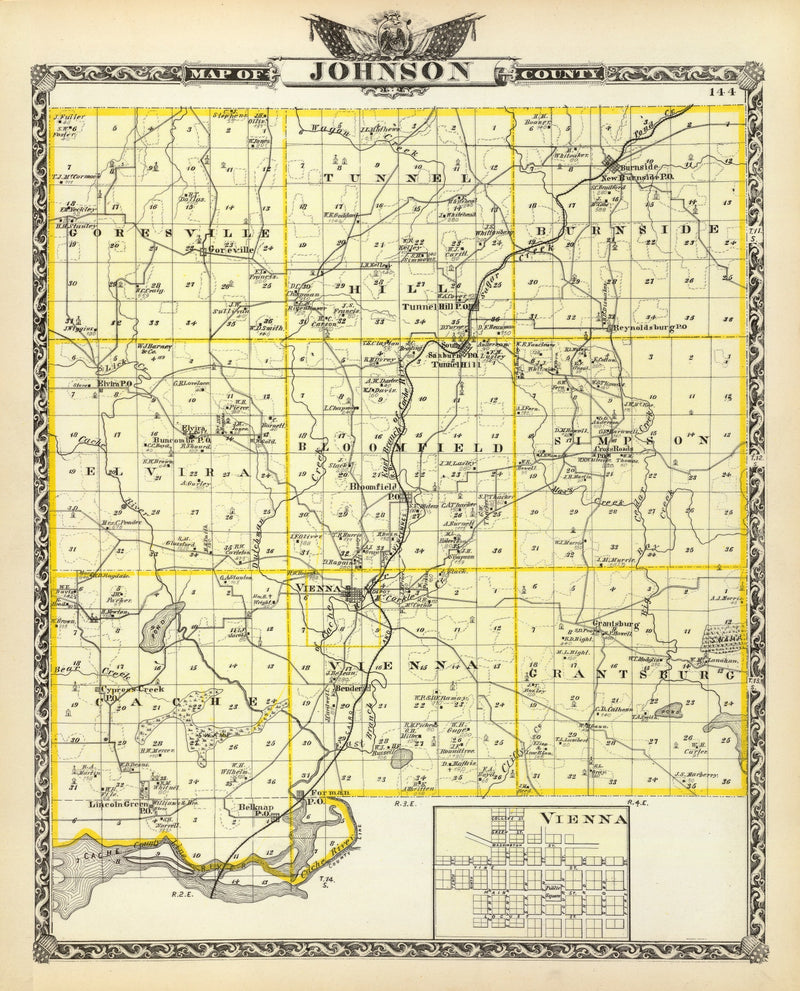Size comparison using Vintage Map of Johnson County, Illinois 1876