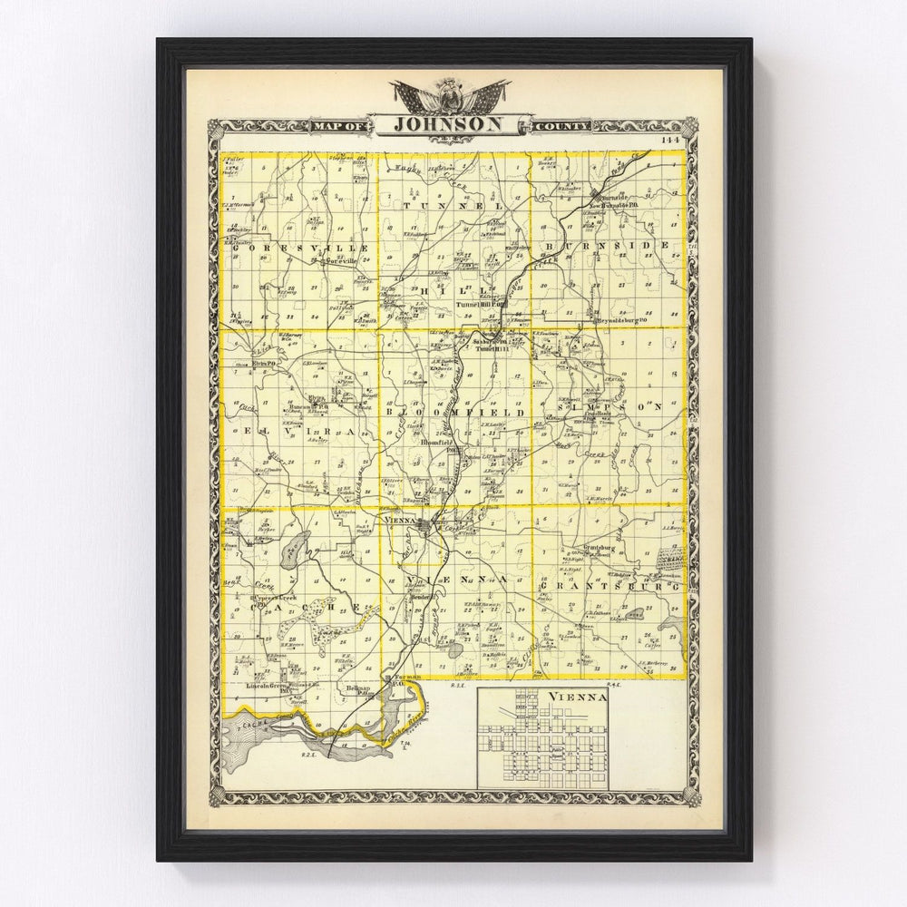 Johnson County Vintage Map 1876