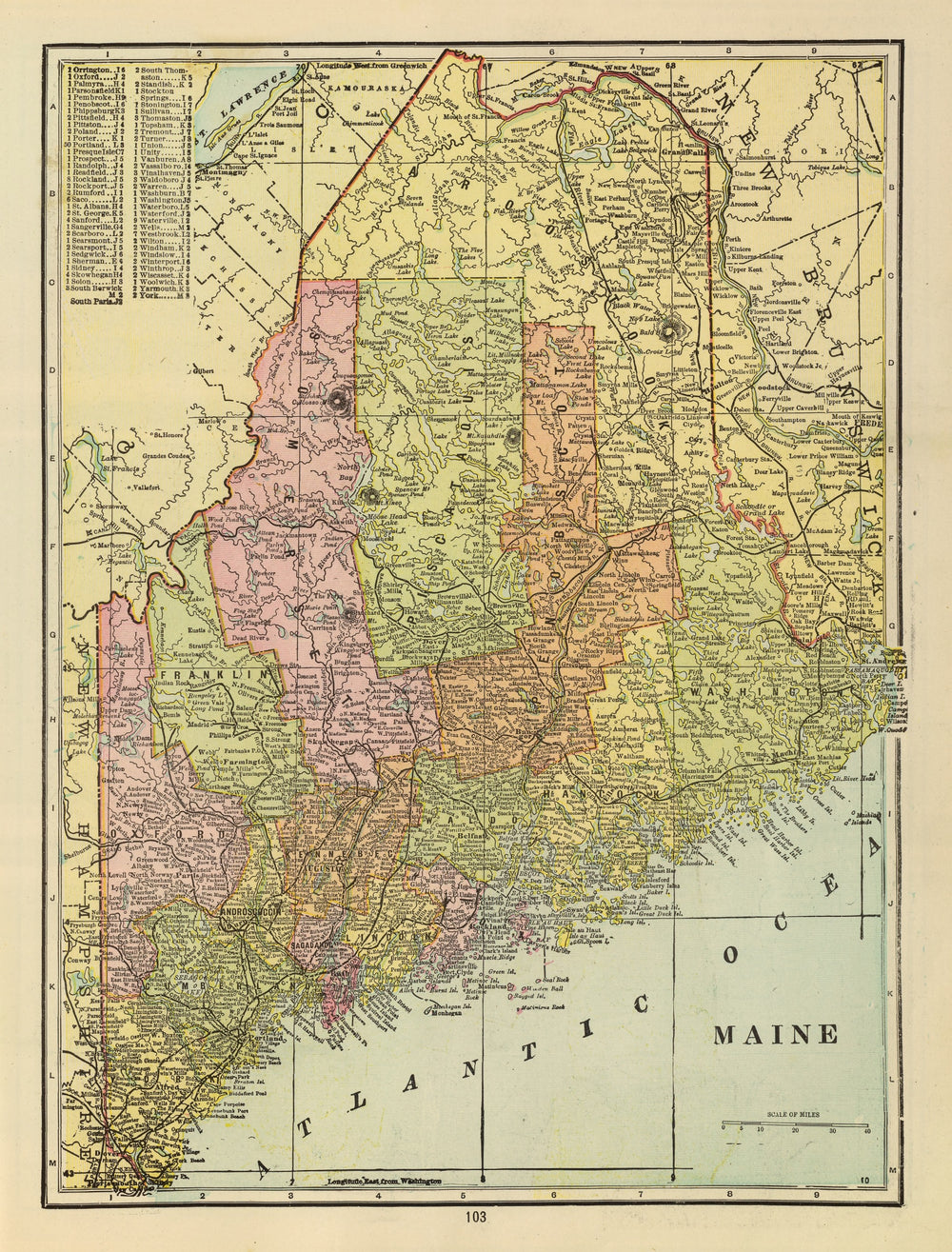 Vintage Map of Maine 1909 print style example
