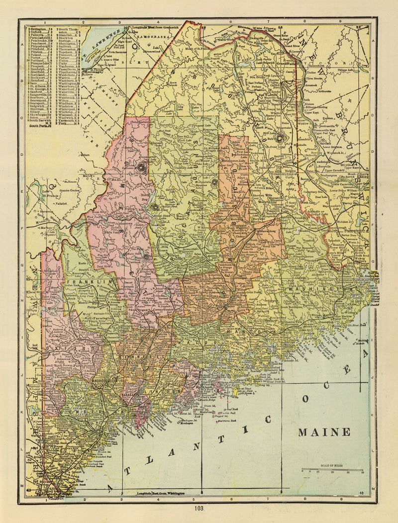 Size comparison using Vintage Map of Maine 1909
