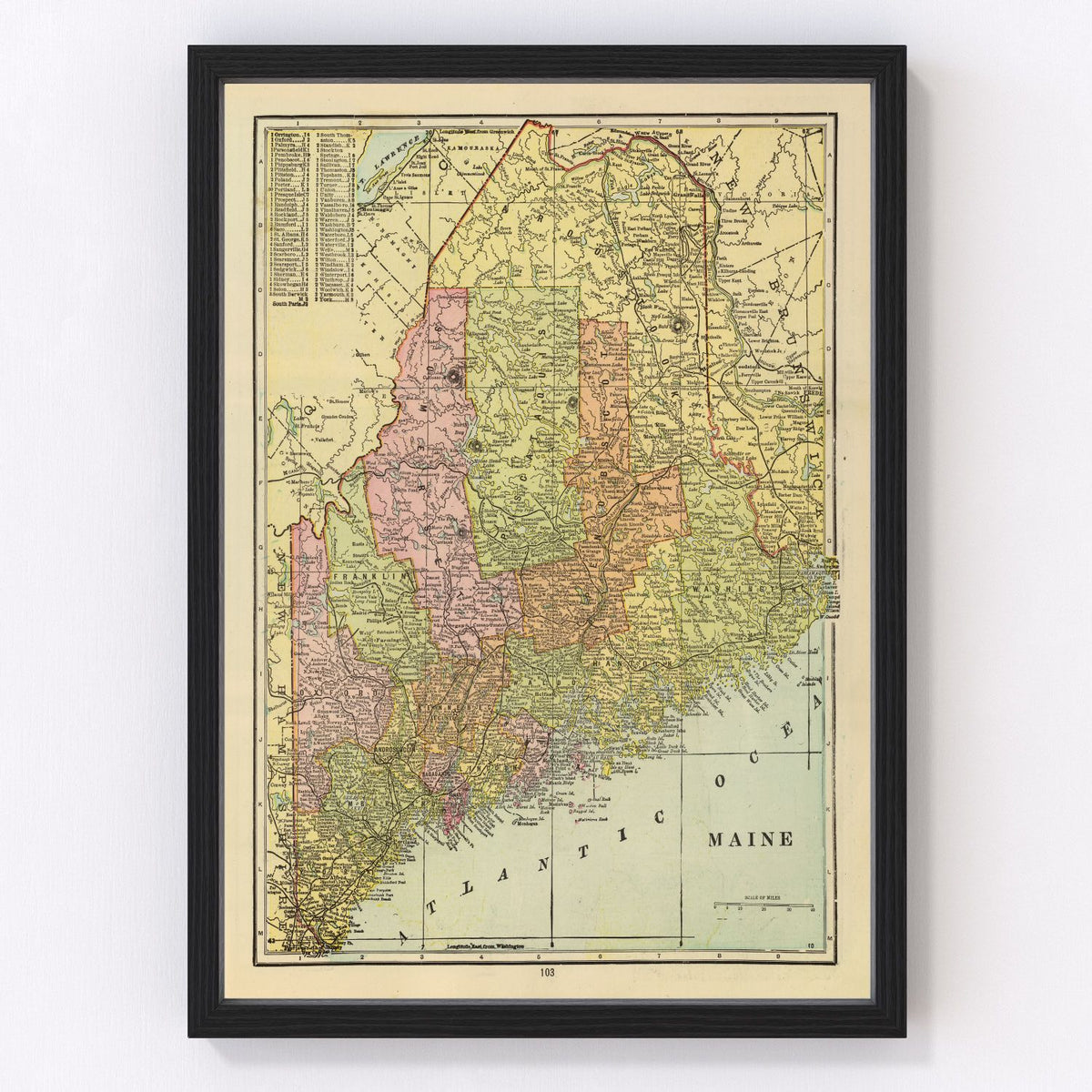 Maine Vintage Map 1909
