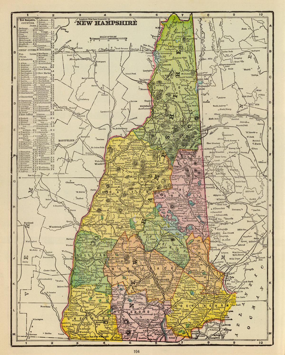 Preview of Vintage Map of New Hampshire 1909