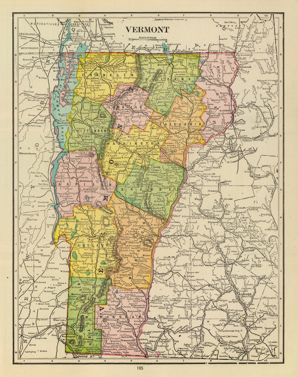 Preview of Vintage Map of Vermont 1909