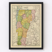 Vermont Vintage Map 1909