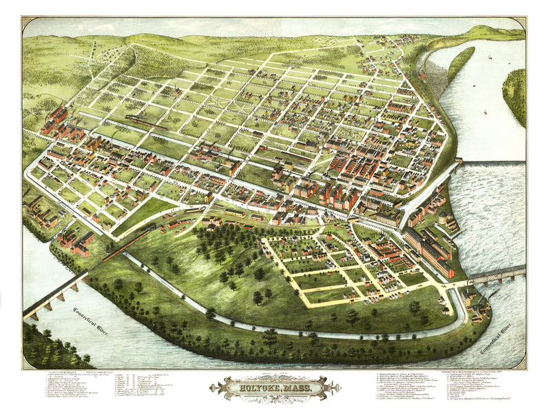 Size comparison using Vintage Map of Holyoke, Massachusetts 1877