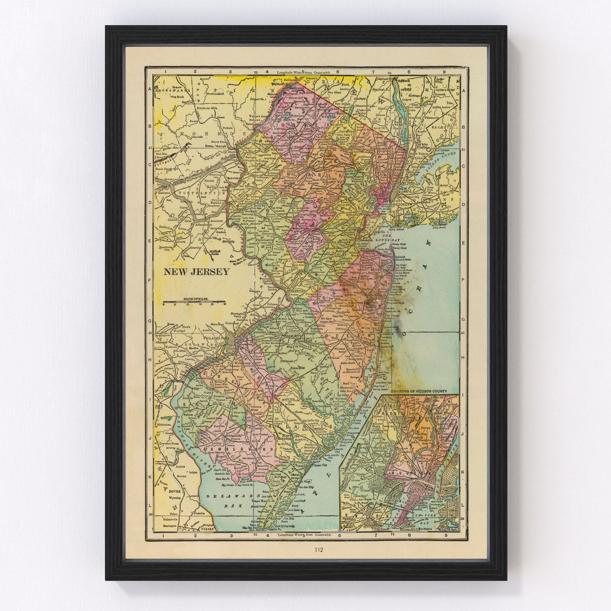 New Jersey Vintage Map 1909