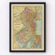 New Jersey Vintage Map 1909