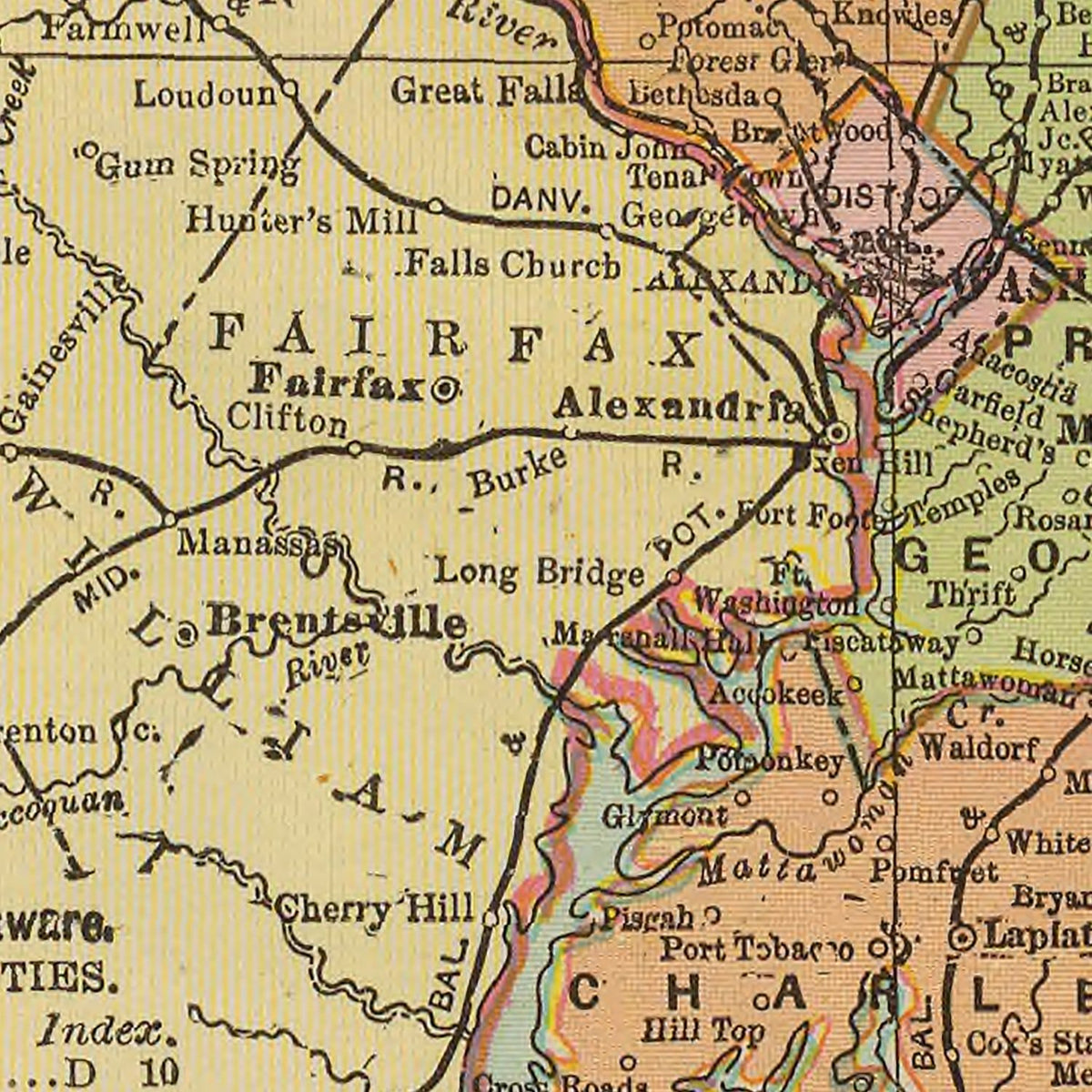 Restored historic details from the 1909 state map of County, Maryland & Delaware