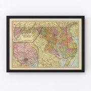 Maryland, Delaware Vintage Map 1909