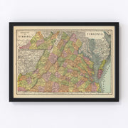 Virginia Vintage Map 1909
