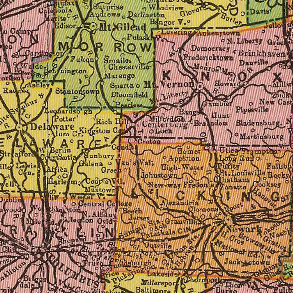 Restored historic details from the 1909 state map of Ohio, Ohio