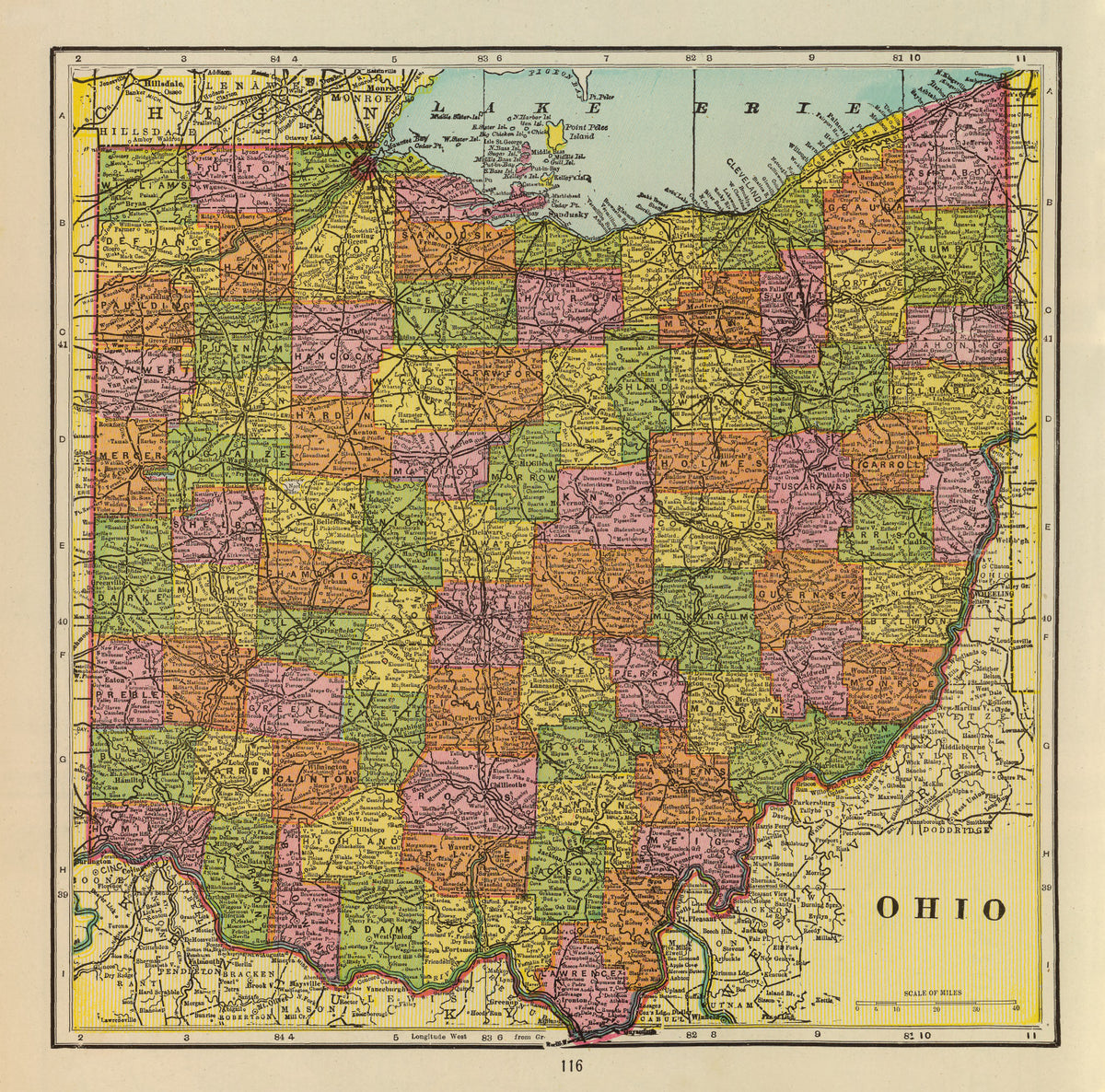 Preview of Vintage Map of Ohio 1909