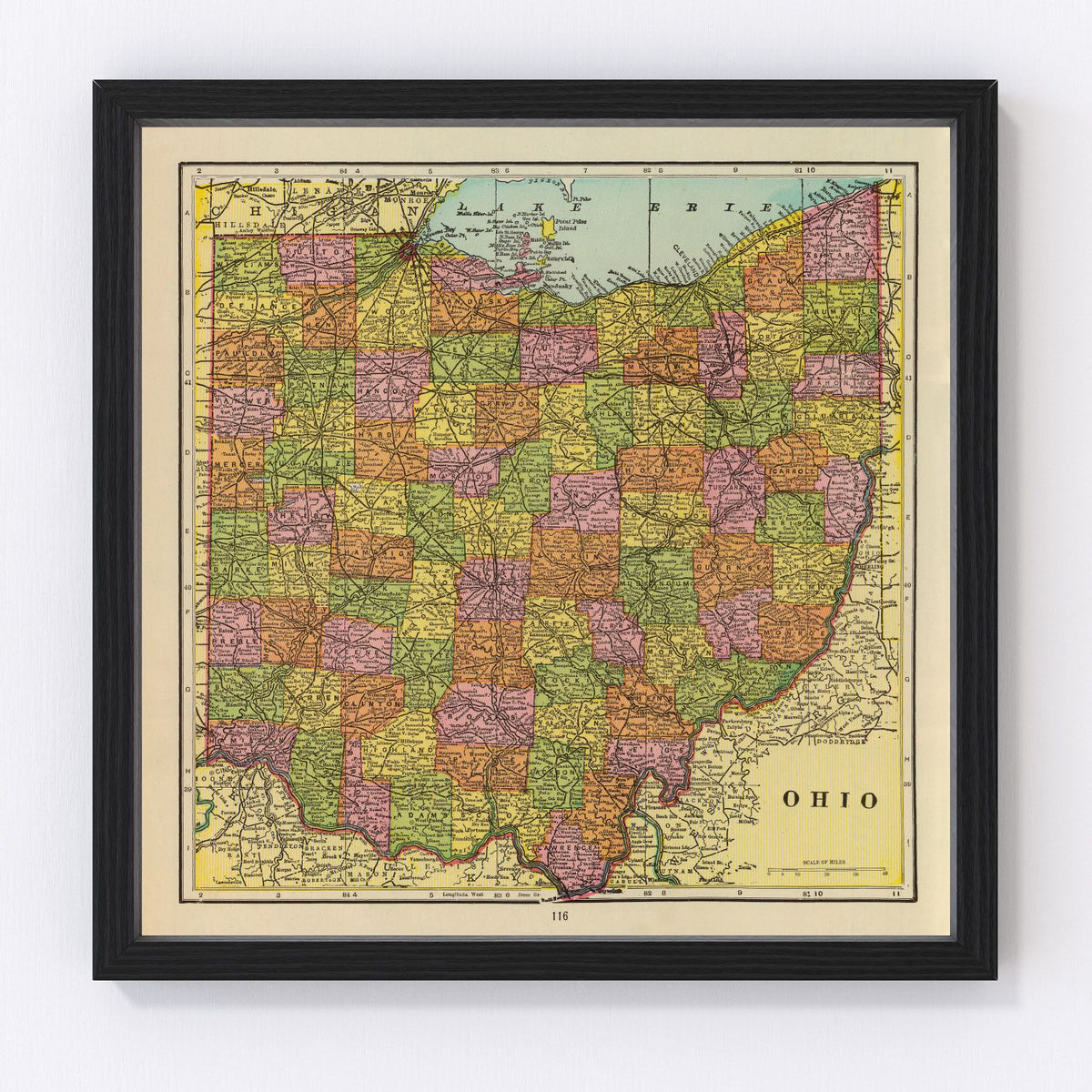 Ohio Vintage Map 1909