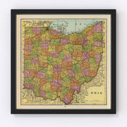 Ohio Vintage Map 1909