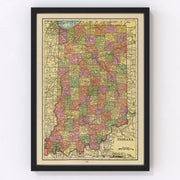 Indiana Vintage Map 1909