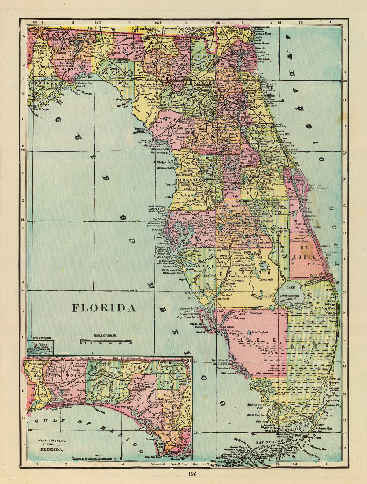 Preview of Vintage Map of Florida 1909