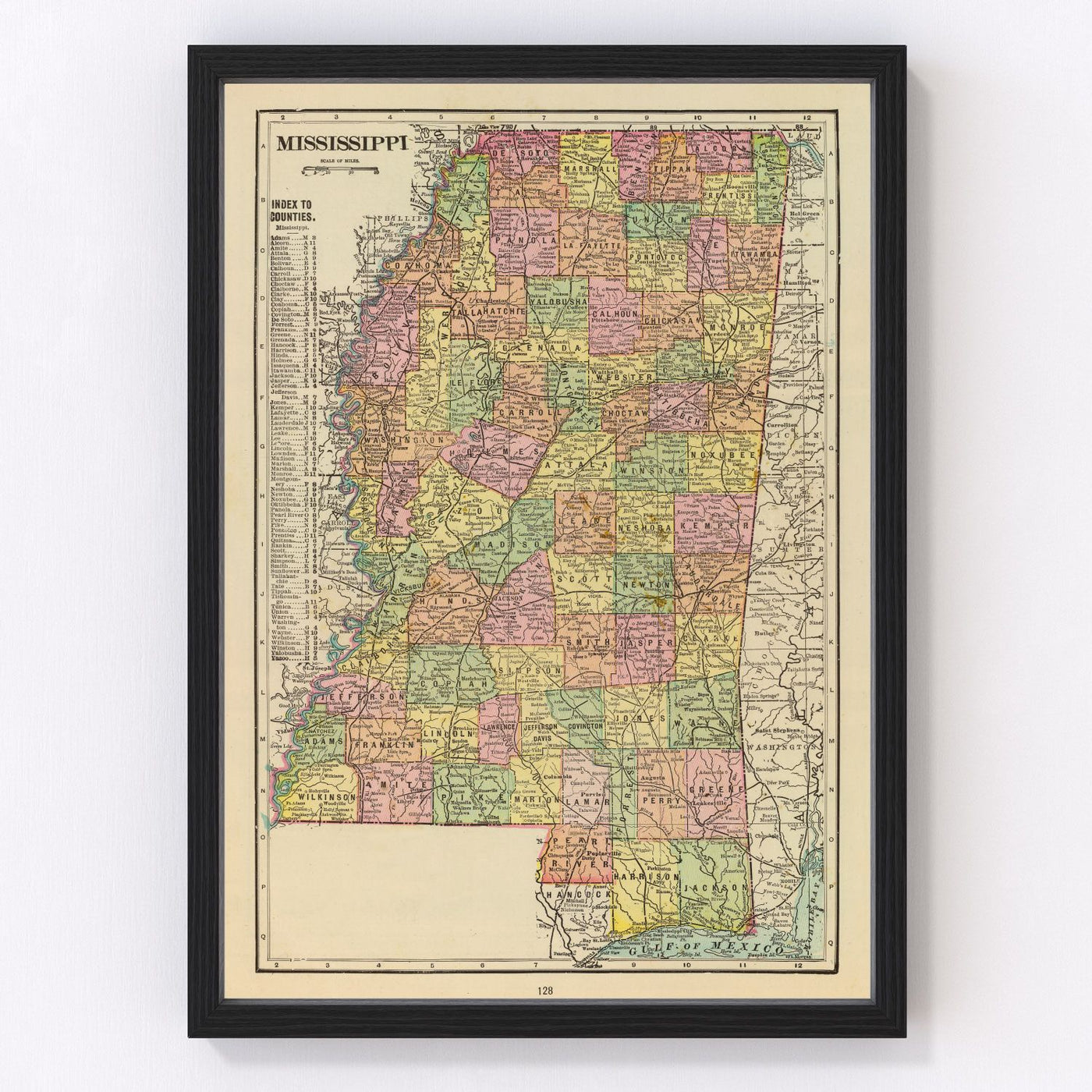 Mississippi Vintage Map 1909