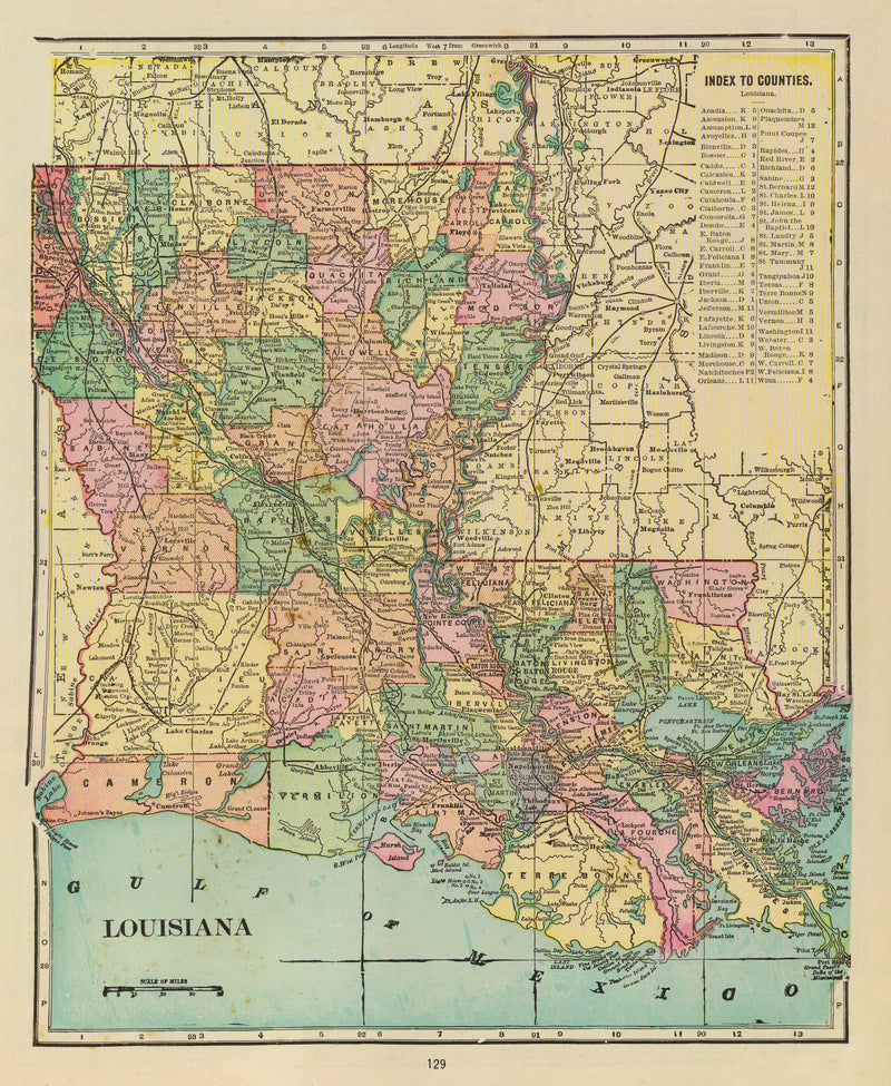 Size comparison using Vintage Map of Louisiana 1909