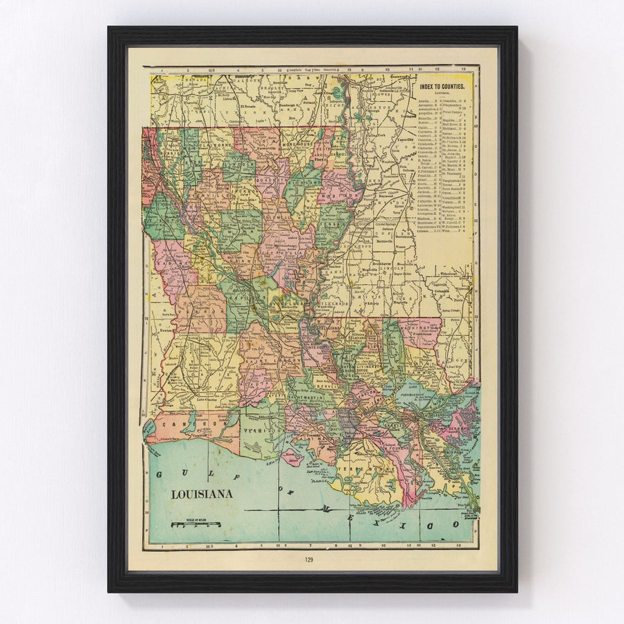 Louisiana Vintage Map 1909