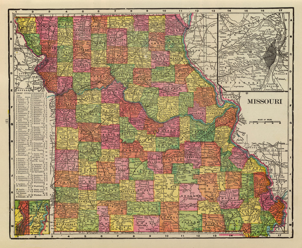 Vintage Map of Missouri 1909 print style example
